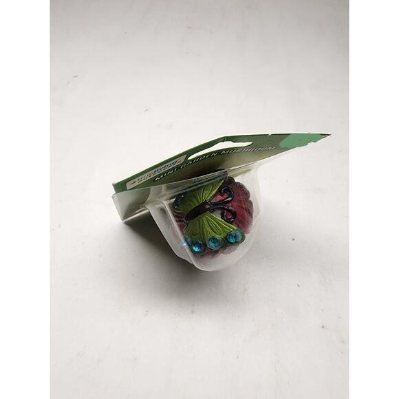 trueliving mini garden mushroom decor With Green Butterfly- NEW - Picture 2 of 2